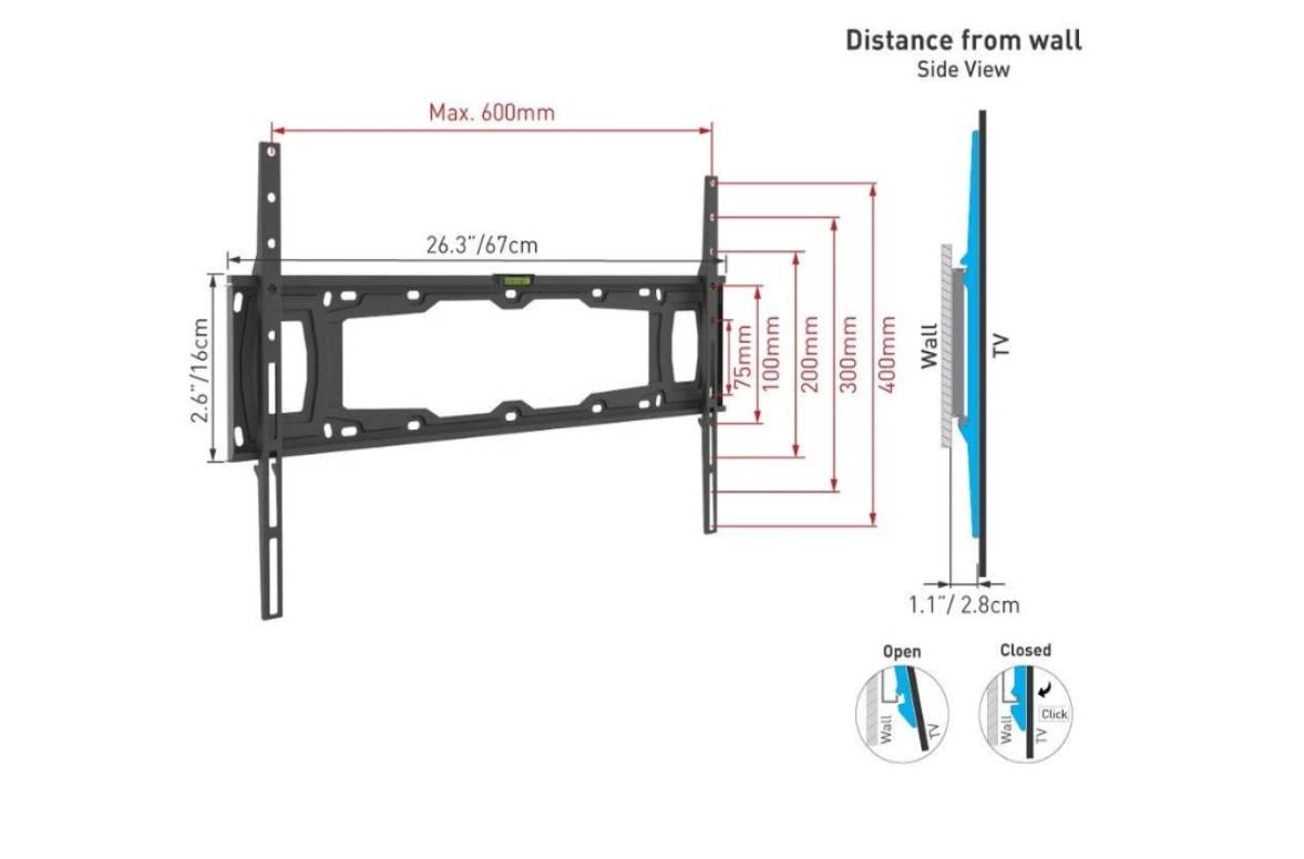 Soporte de Pared Barkan E400+ para Pantalla Fijo/Curvo/Plano 32 - 90 - hasta 60Kg, Negro Soporte de Pared Barkan E400+ para Pantalla Fijo/Curvo/Plano 32 - 90 - hasta 60Kg, Negro